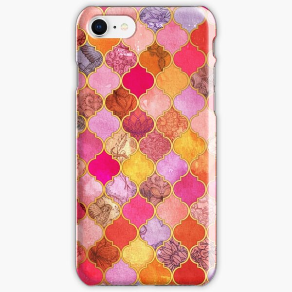 Hot Pink, Gold, Tangerine & Taupe Decorative Moroccan Tile Pattern iPhone Snap Case