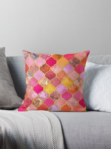 Artikel-Vorschau von Dekoratives marokkanisches Fliesenmuster in Pink, Gold, Mandarine und Taupe, designt und verkauft von micklyn.