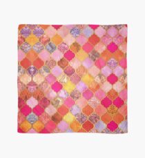 Hot Pink, Gold, Tangerine & Taupe Decorative Moroccan Tile Pattern Scarf