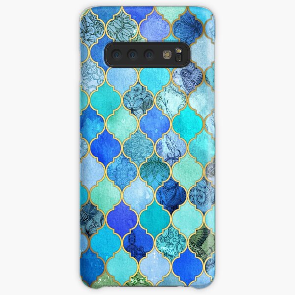Cobalt Blue, Aqua & Gold Decorative Moroccan Tile Pattern Samsung Galaxy Snap Case