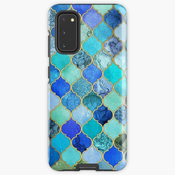 Cobalt Blue, Aqua & Gold Decorative Moroccan Tile Pattern Samsung Galaxy Tough Case
