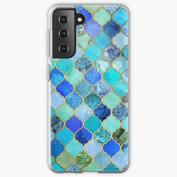 Cobalt Blue, Aqua & Gold Decorative Moroccan Tile Pattern Samsung Galaxy Soft Case
