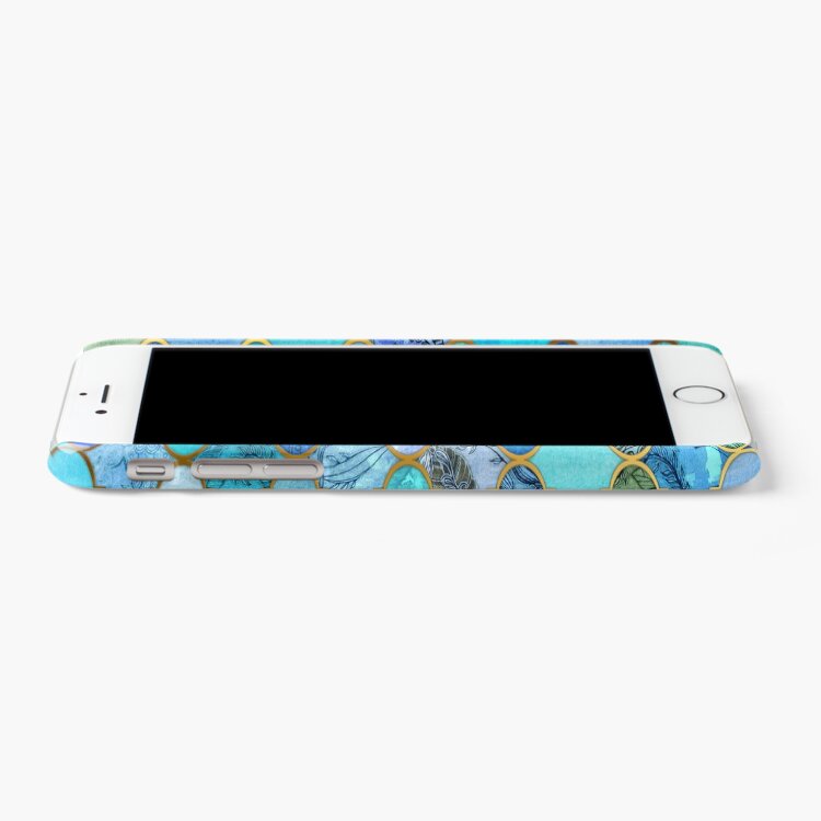 Alternate view of Cobalt Blue, Aqua & Gold Decorative Moroccan Tile Pattern iPhone Case & Cover