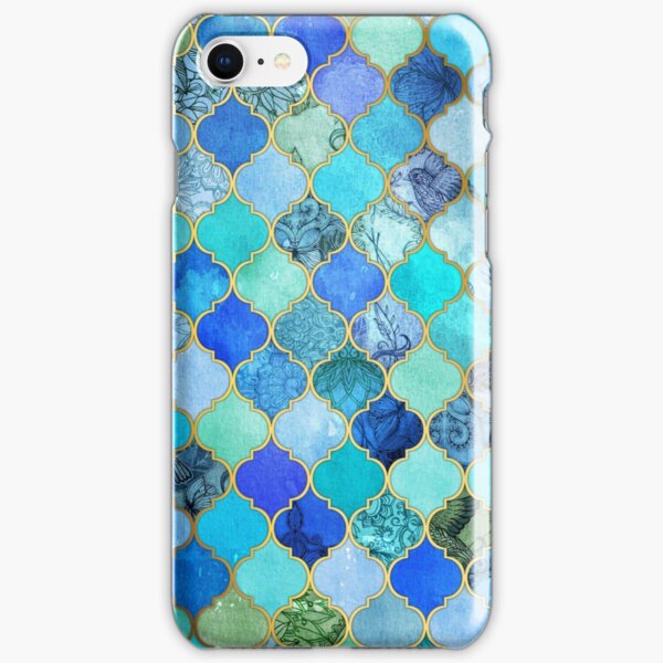 Cobalt Blue, Aqua & Gold Decorative Moroccan Tile Pattern iPhone Snap Case