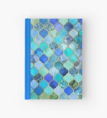 Cuaderno de tapa dura Cobalto azul, aguamarina y oro decorativo marroquí azulejo patrón