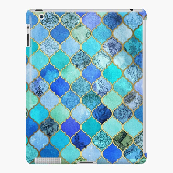 Cobalt Blue, Aqua & Gold Decorative Moroccan Tile Pattern iPad Snap Case