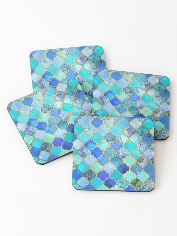 Moroccan Square Art Ceramic Coaster Set Of 4