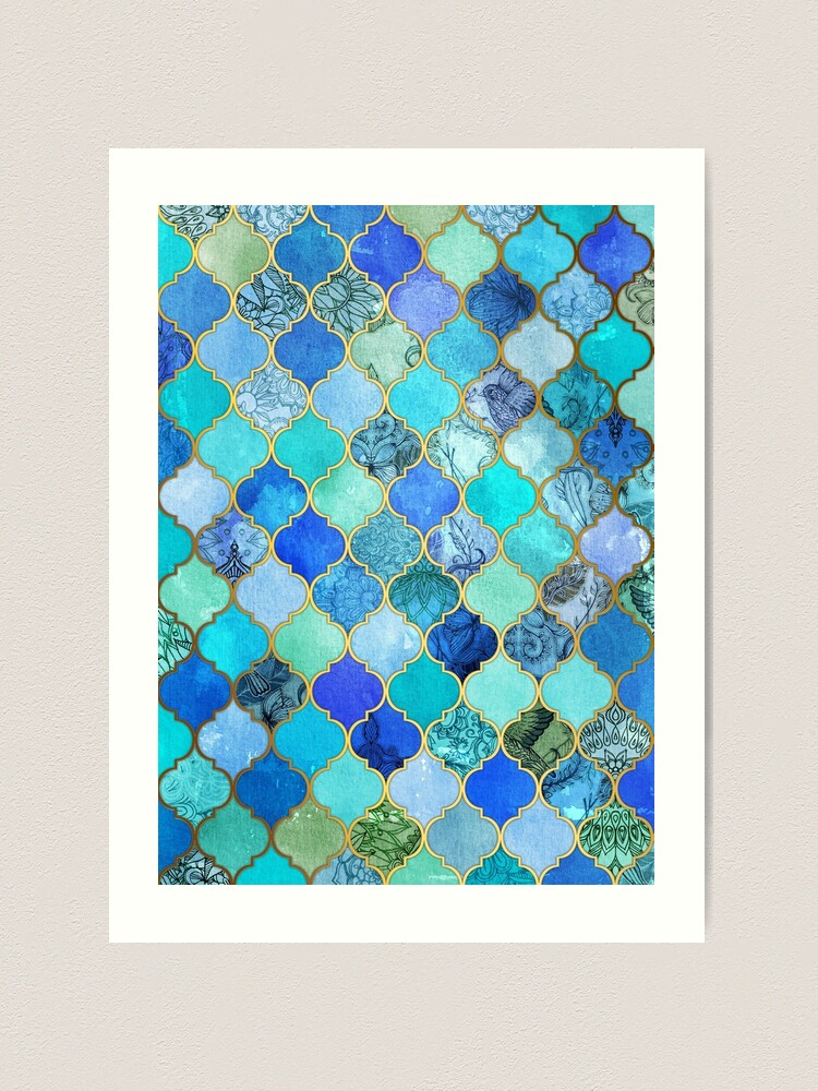 Society6 ケース Cobalt Blue, Aqua & Gold Decorative Moroccan Cobalt Blue, Aqua & Gold Decorative Moroccan Tile Pattern