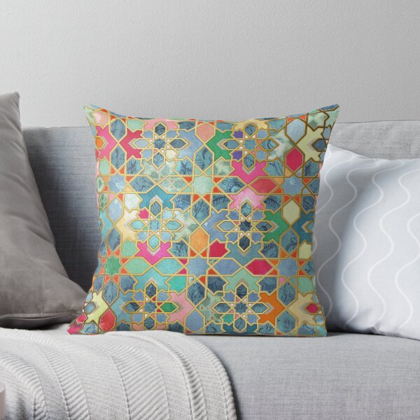 Gilt & Glory - Colorful Moroccan Mosaic Throw Pillow