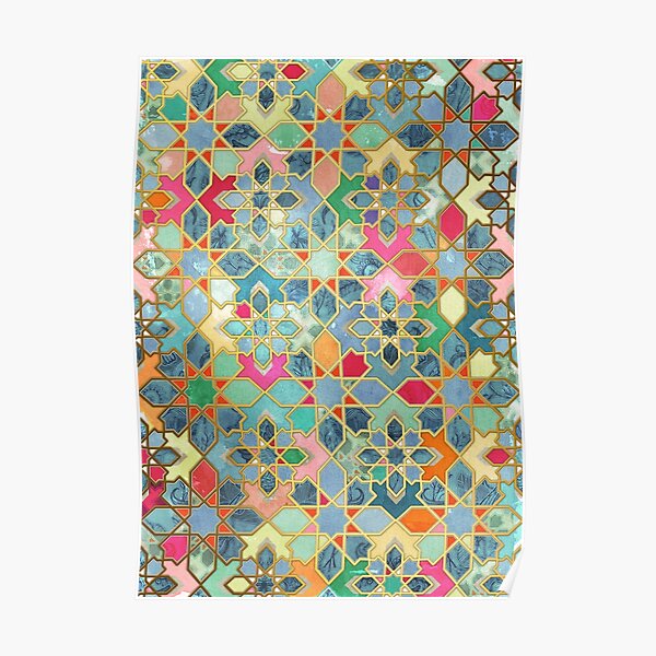 Gilt & Glory - Colorful Moroccan Mosaic Poster