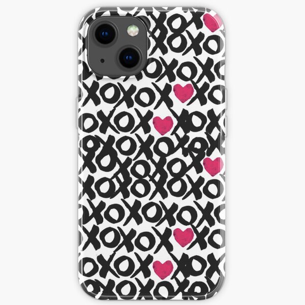 XOXO BLACK KISSES UND PINK HEARTS PATTERN - WATERCOLOR PATTERN iPhone Flexible Hülle