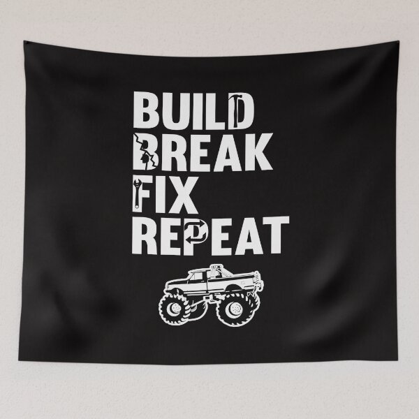 Item preview, Build Break Fix Repeat Lifted Truck Mudding Racing T Shirt designed and sold by shoutoutshirtco.