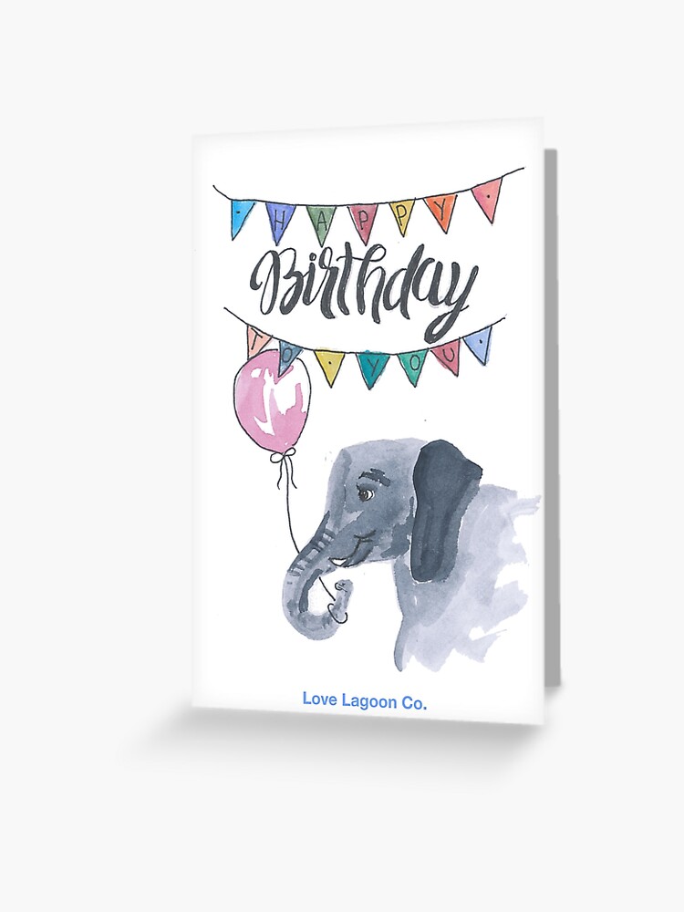 Yom Huledet Sameach Card Happy Birthday Card with Elephant DIGITAL ...