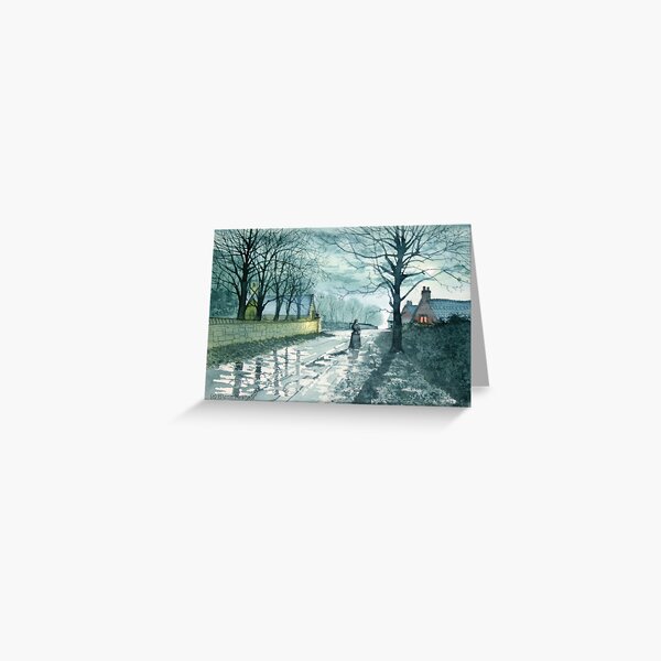 Church Lane, Sewerby by Moonlight Greeting Card