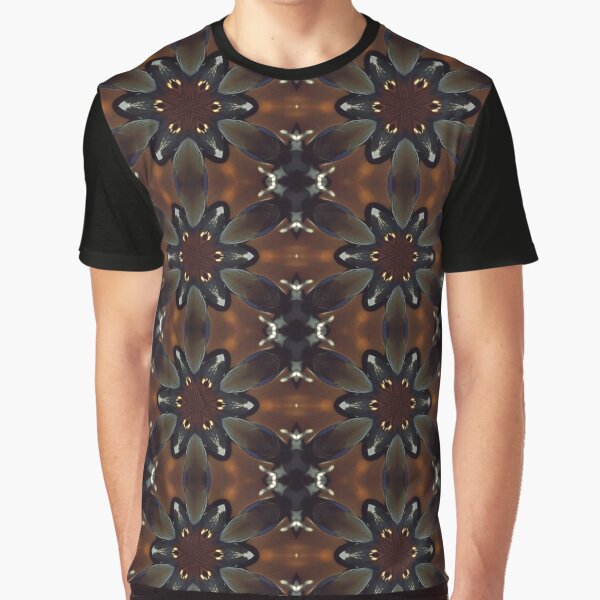 Circular kaleidoscopic Mandarin Duck pattern Graphic T-Shirt