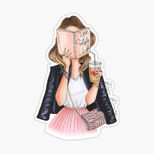 Girl reading Sticker for Sale by reyniramirezfi