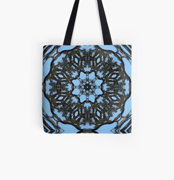 Circular kaleidoscopic tree pattern All Over Print Tote Bag