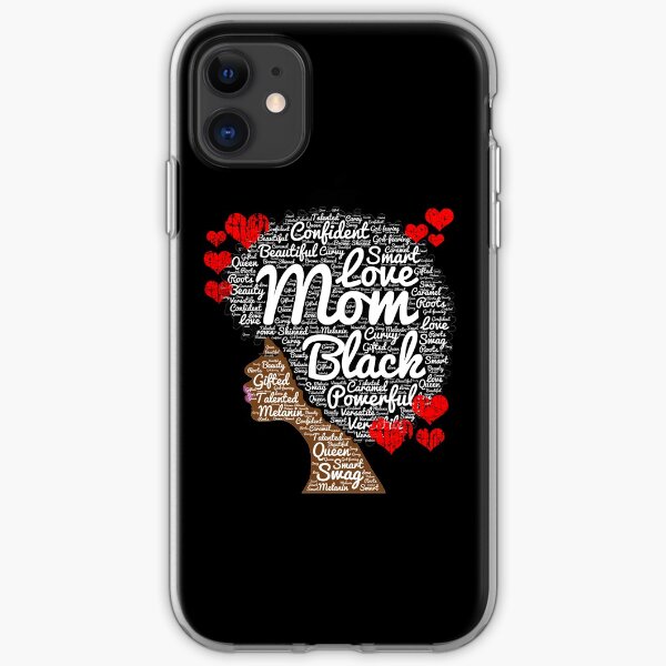 African American Mom Words in Afro Gift iPhone Soft Case