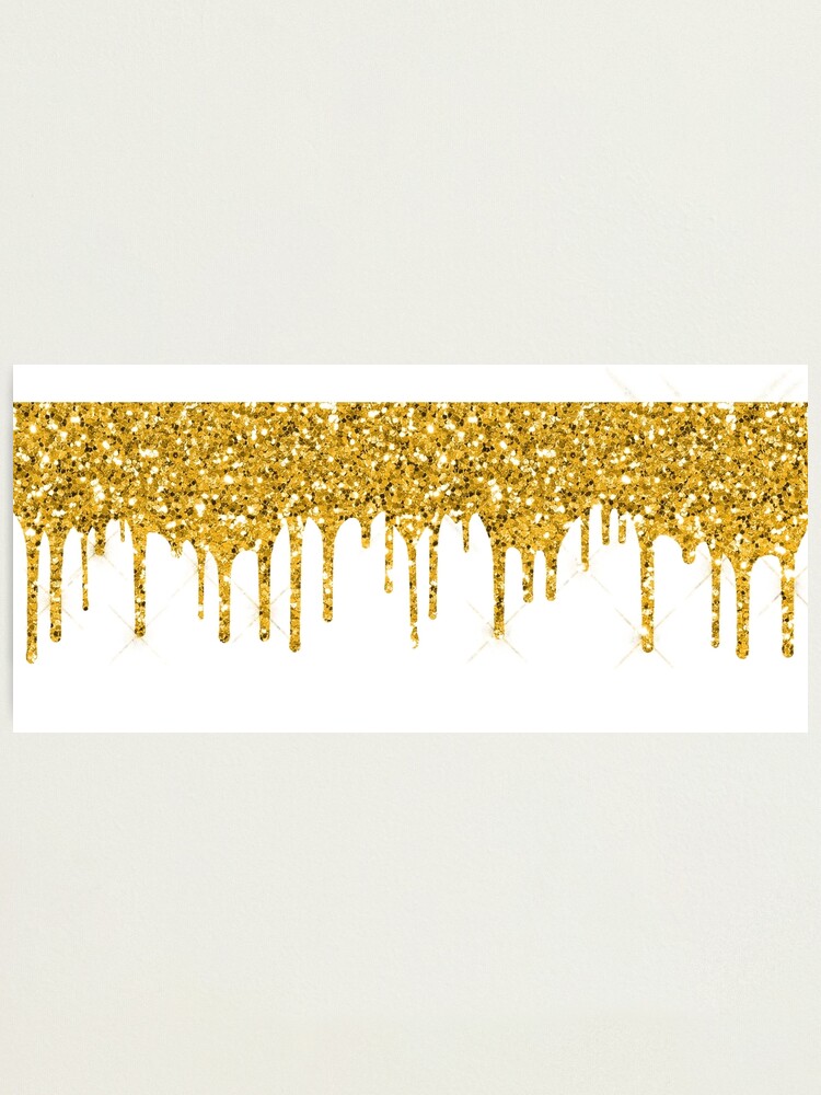Gold Glitter Sparkle Drips Photographic Print for Sale by