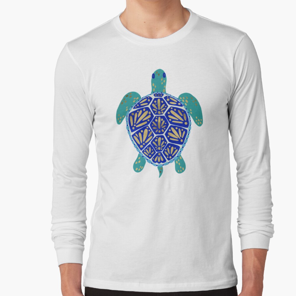 Meeresschildkröte - Navy & Gold Langarmshirt