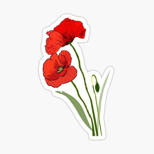 Red poppy flower Sticker