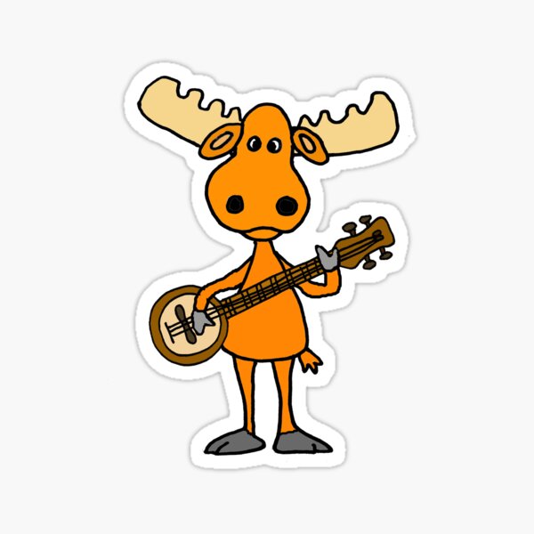 Item preview, Funny Big Headed Moose Playing Banjo designed and sold by Nature's Fancy.