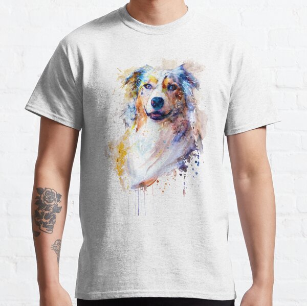 Item preview, Australian Shepherd Portrait - Vibrant Watercolor Dog Painting - Expressive Pet Art designed and sold by Marian Voicu.