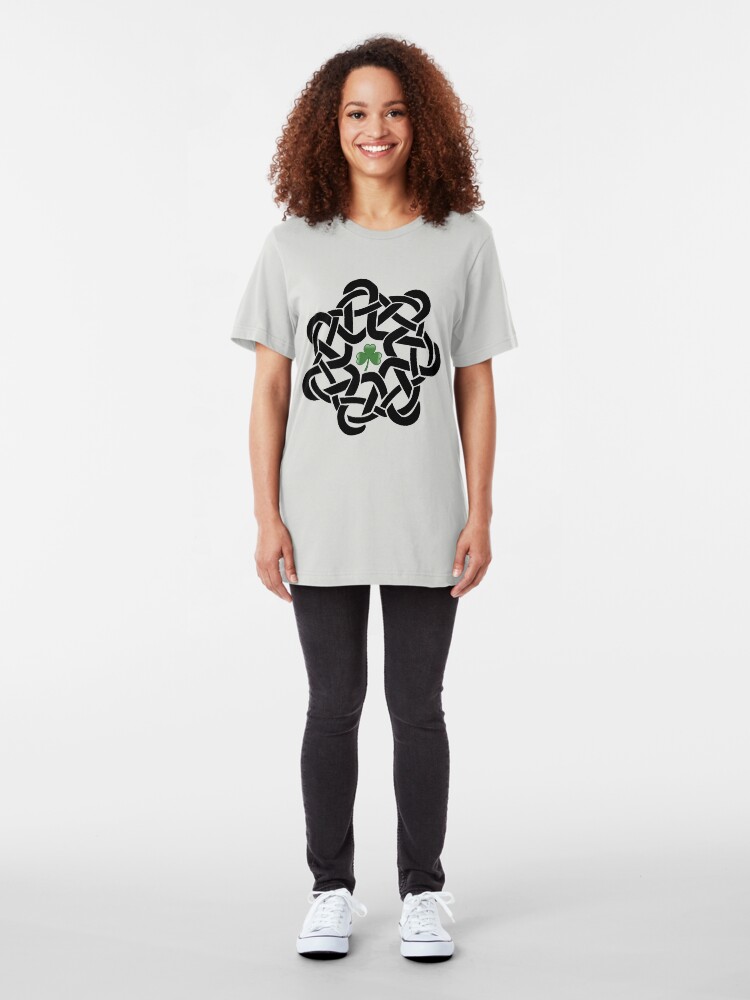 Alternate view of Irish Celtic Knot with Shamrock T-shirt Slim Fit T-Shirt