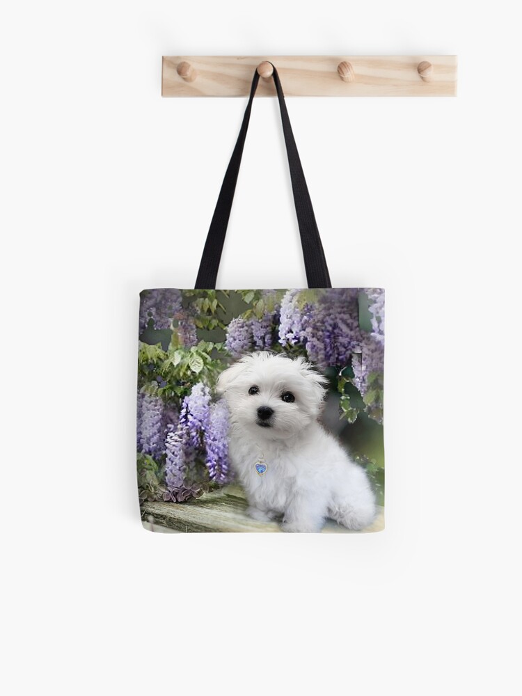 Hermes the Maltese Puppy Tote Bag for Sale by Morag Bates