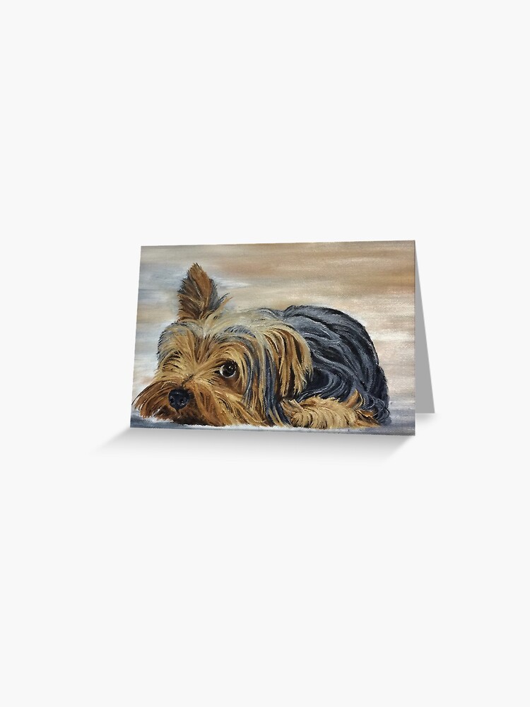 Thumbnail 1 of 2, Greeting Card, Yorkshire Terrier Appeal Greeting Card (Blank) designed and sold by EuniceWilkie.