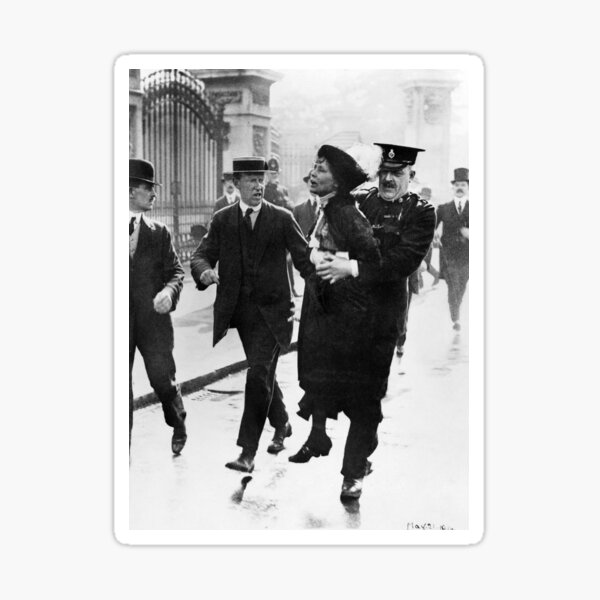 Vista previa del artículo con la obra «Sufragette Emmeline Pankhurst siendo arrestada (mayo de 1914)», diseñado y vendido por allhistory.