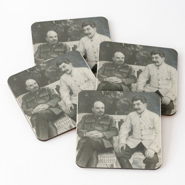 Heavily #retouched #photograph of #Stalin and #Lenin Coasters (Set of 4)