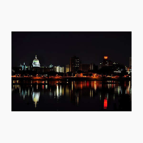 A Harrisburg Night Skyline Photographic Print