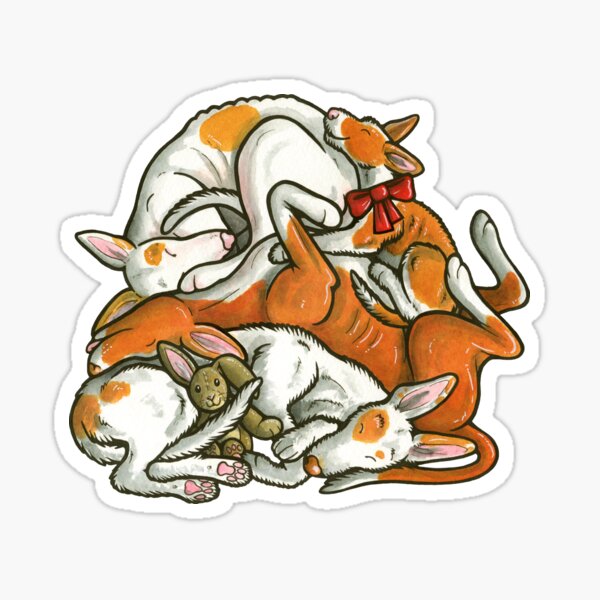 Schlafender Stapel von Ibizan Hound-Hunden Sticker