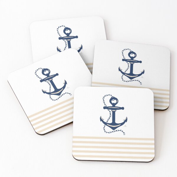 AFE Navy Nautical Anchor Coasters (Set of 4)