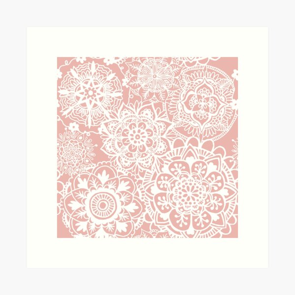 Pink and White Mandala Pattern Art Print