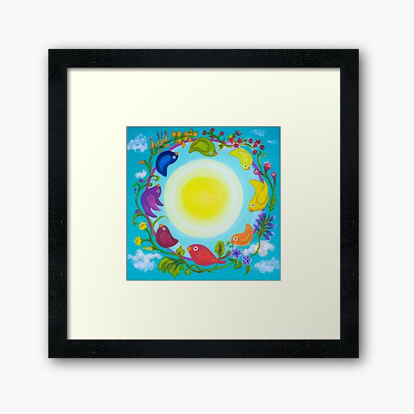 Rainbow Circle Flourishes Framed Art Print