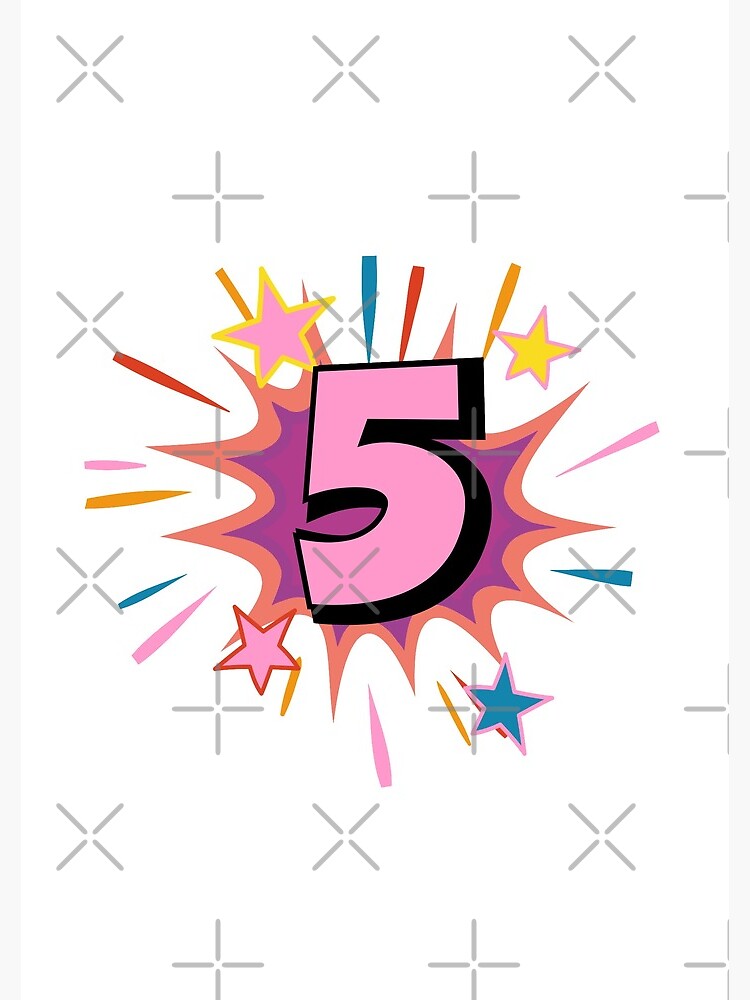 5 years old cute design with big pink number for 5th