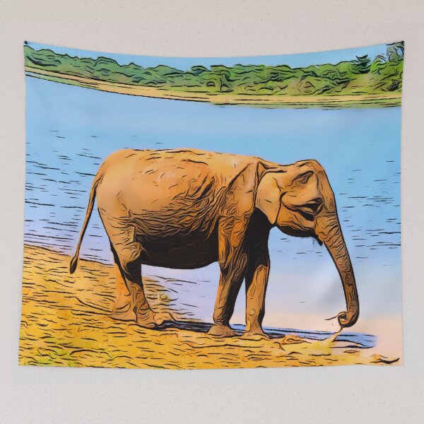 Item preview, Elefante asiático por el río azul designed and sold by Theperfect.