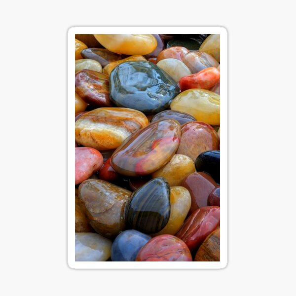 Sticker wet river stones background 