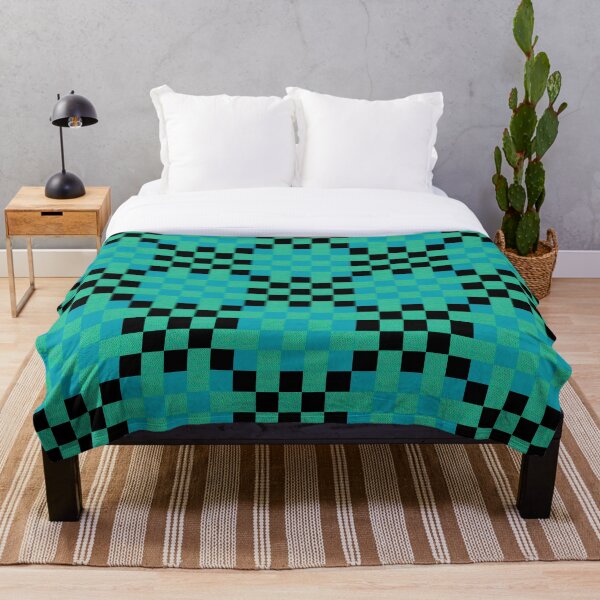 Item preview, Checkered pattern in jade, blue and black. Vibrant geometric design in gorgeous colors.  designed and sold by innerspectrum.