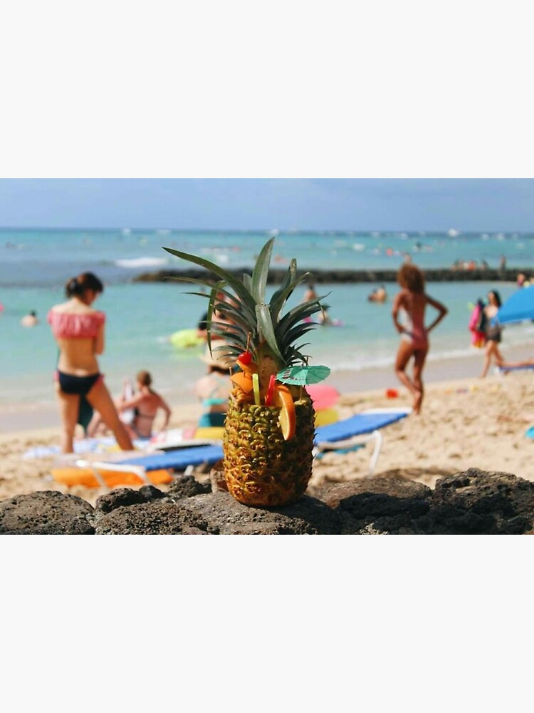 "Pineapple Drink, Waikiki Beach" Sticker for Sale by Chemkills Redbubble