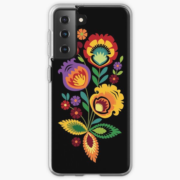 Polish Folk Flowers Red on Black Samsung Galaxy Soft Case