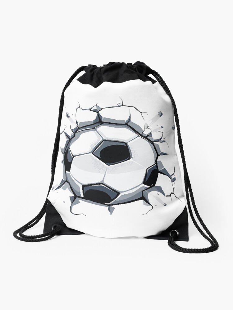 Thumbnail 1 of 3, Drawstring Bag, Soccer ball 3d art drawing | Worldcup 2022 | football game | sports designed and sold by Pixar23.