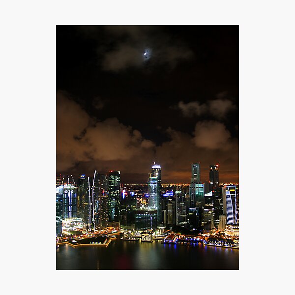 Moonlit Singapore Photographic Print