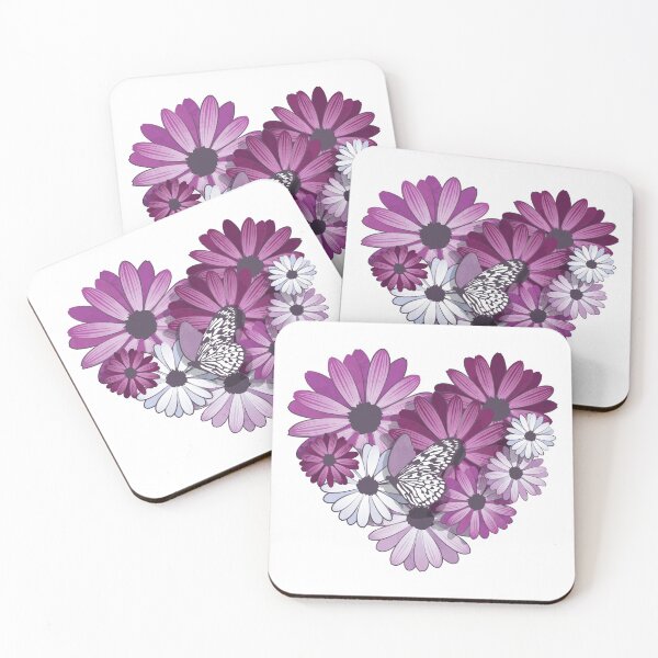 Item preview, African Daisy Spring Floral // violet flowers, butterflies and heart designed and sold by SelmaCardoso.