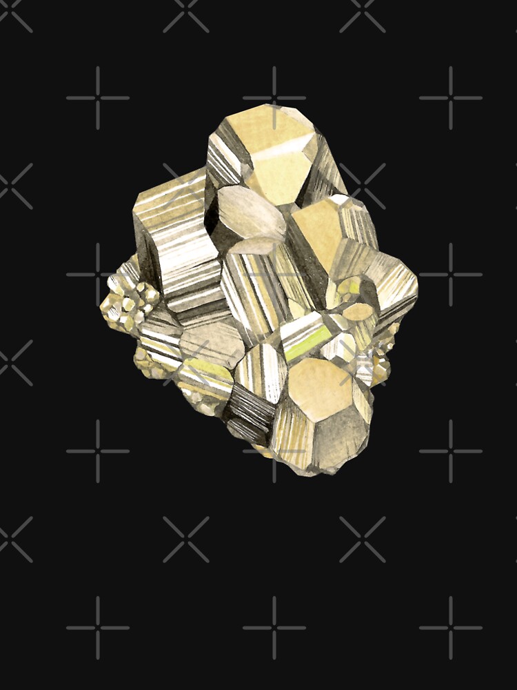 Watercolor pyrite crystal by alenazenart