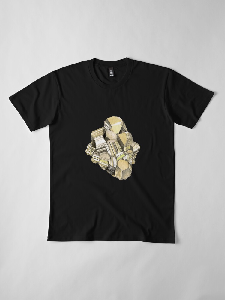 Alternate view of Watercolor pyrite crystal Premium T-Shirt