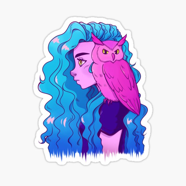 Neon Owl Girl Sticker