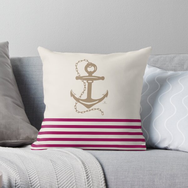 AFE Gold Nautical Anchor Throw Pillow